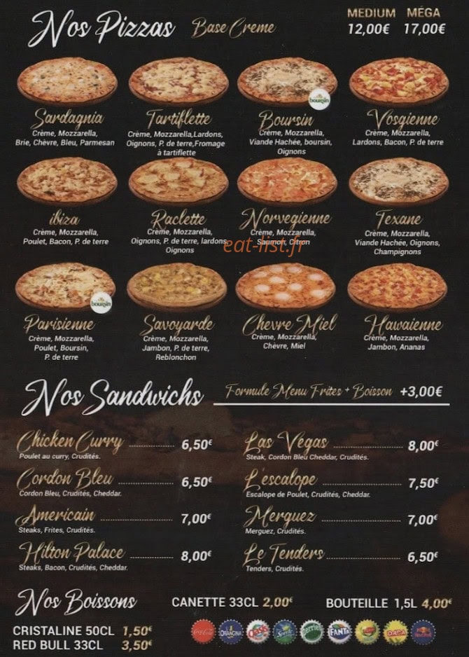 Charmes Pizza — carte page 4