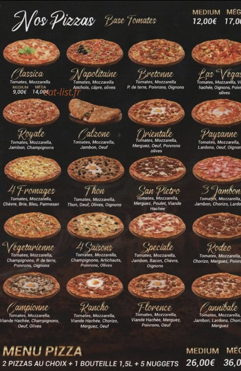 Charmes Pizza — carte page 3