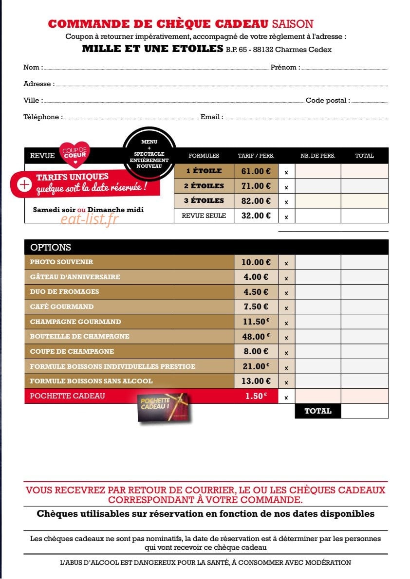 Mille et une Étoiles — carte page 4