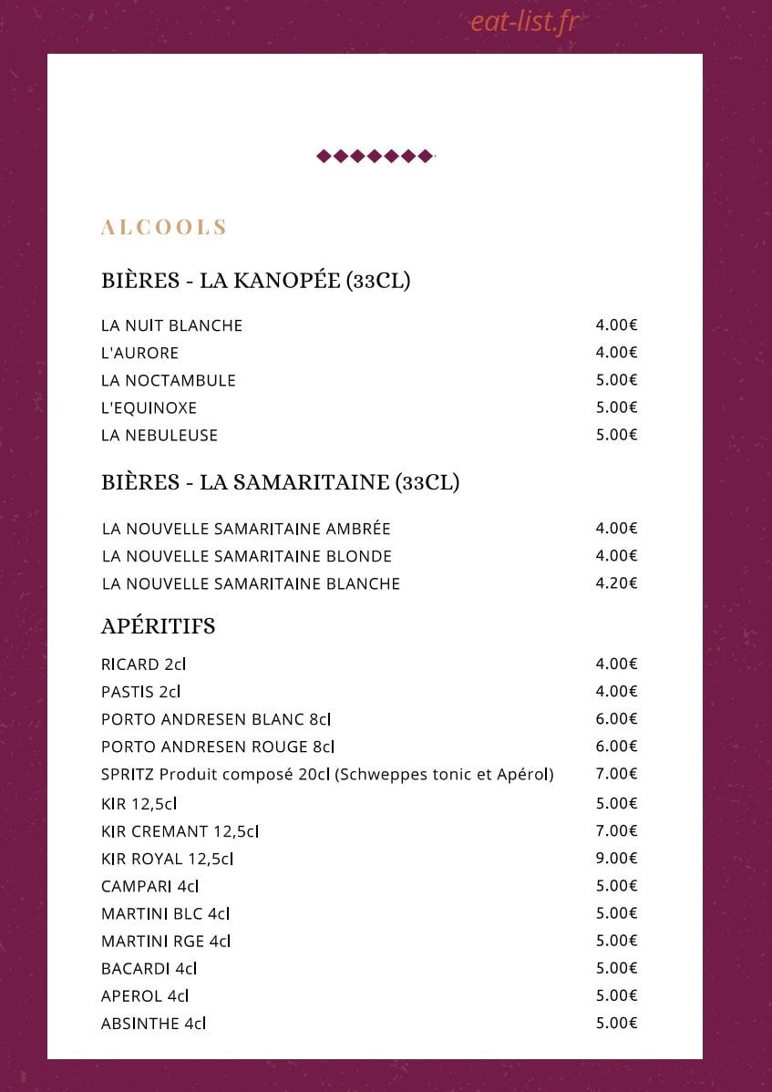 L'Or en Bar — carte page 16