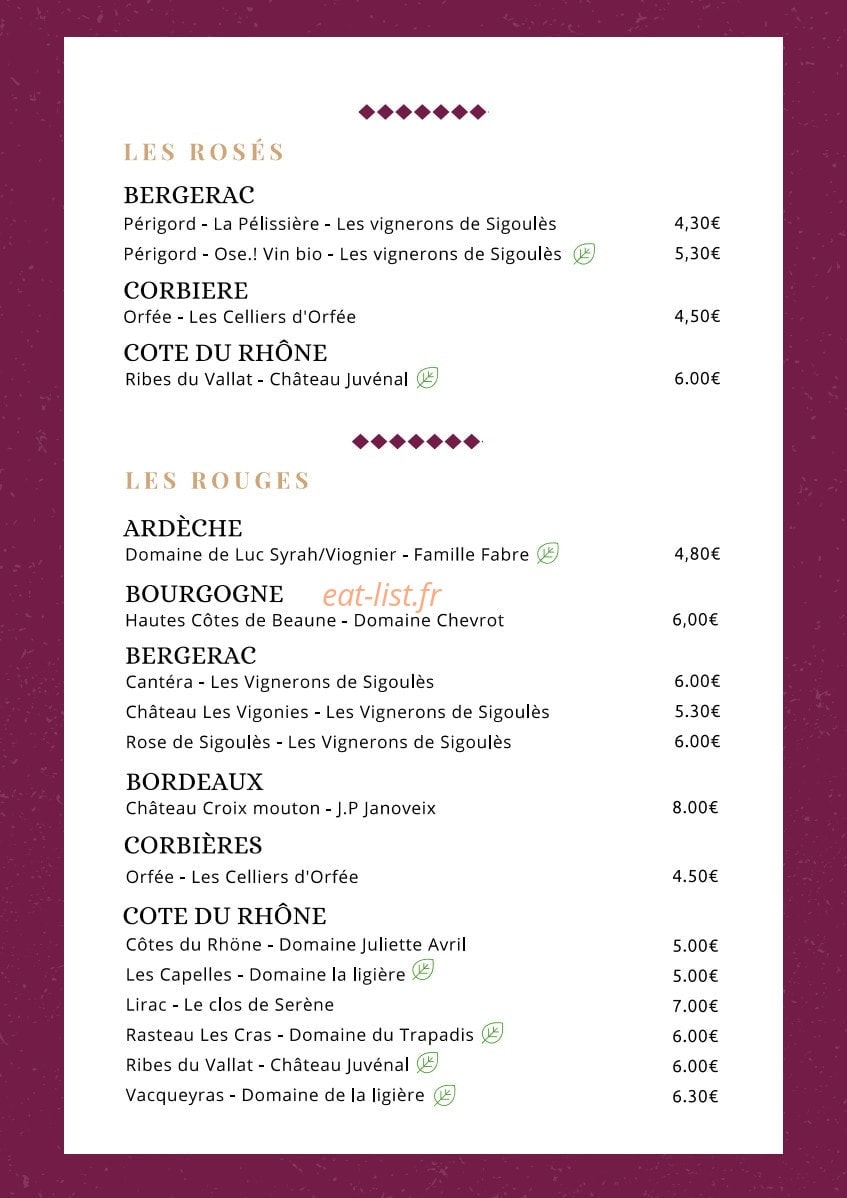 L'Or en Bar — carte page 5
