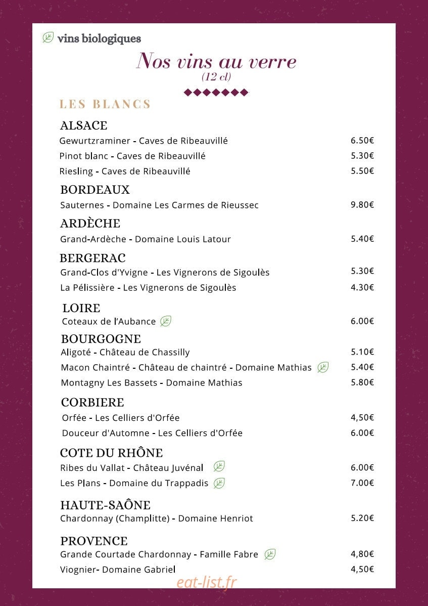 L'Or en Bar — carte page 4