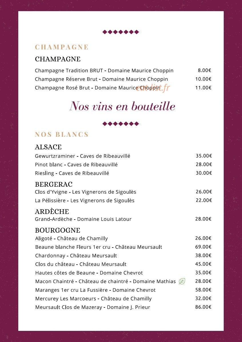 L'Or en Bar — carte page 6