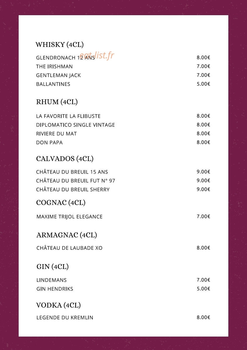 L'Or en Bar — carte page 17