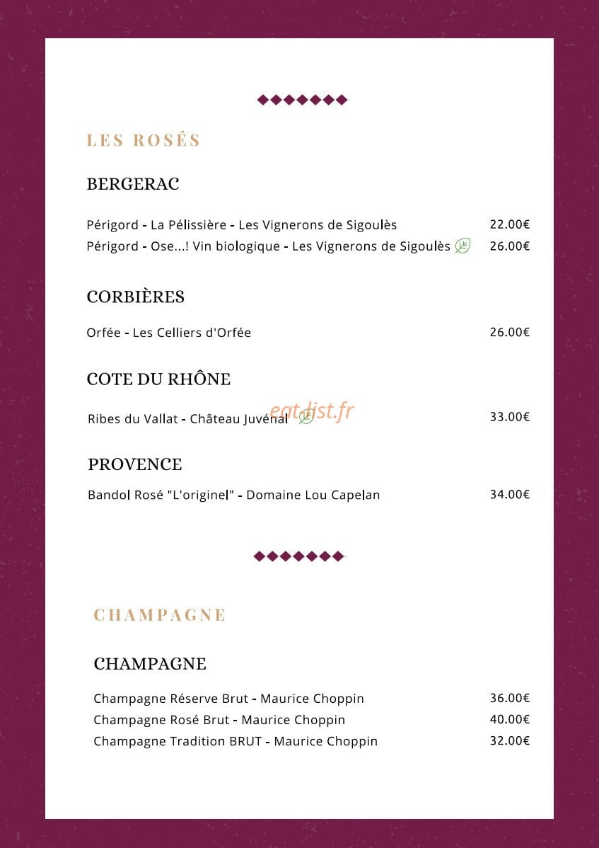 L'Or en Bar — carte page 11