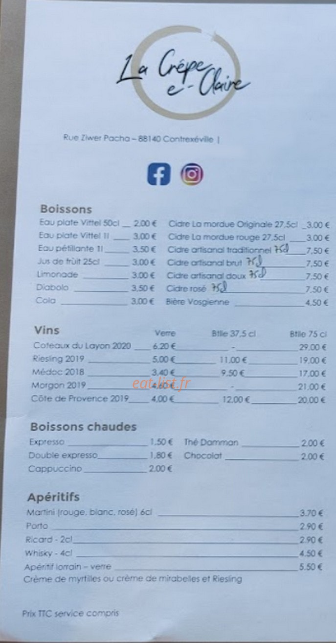 La Crêpe e-Claire — carte page 1