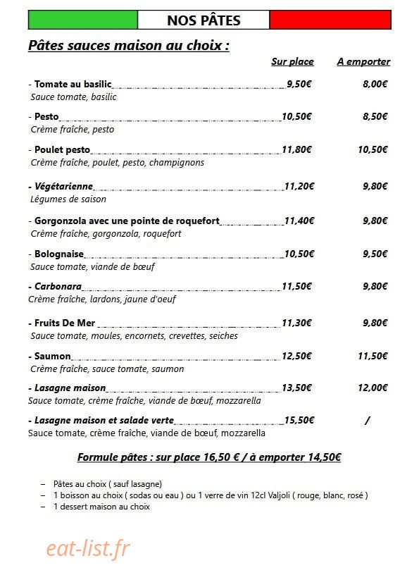 La Trattoria — carte page 3