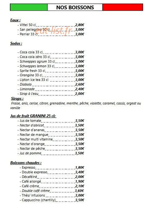 La Trattoria — carte page 9