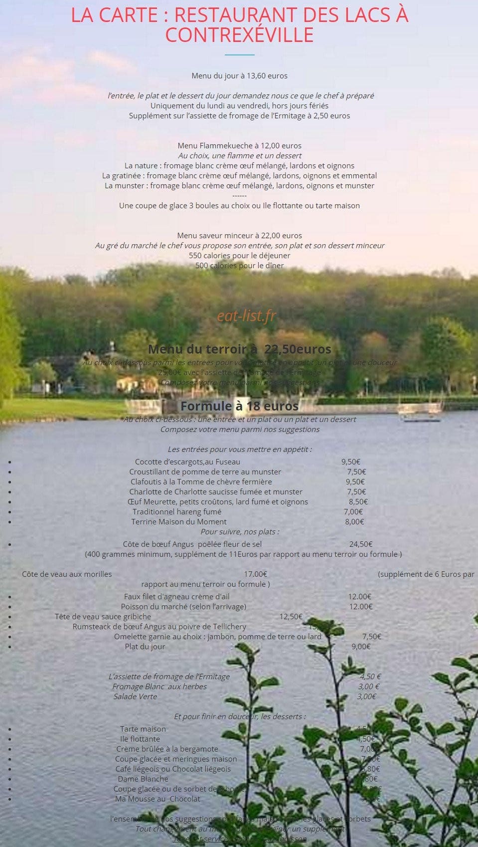 Le Chalet du Lac — carte page 1