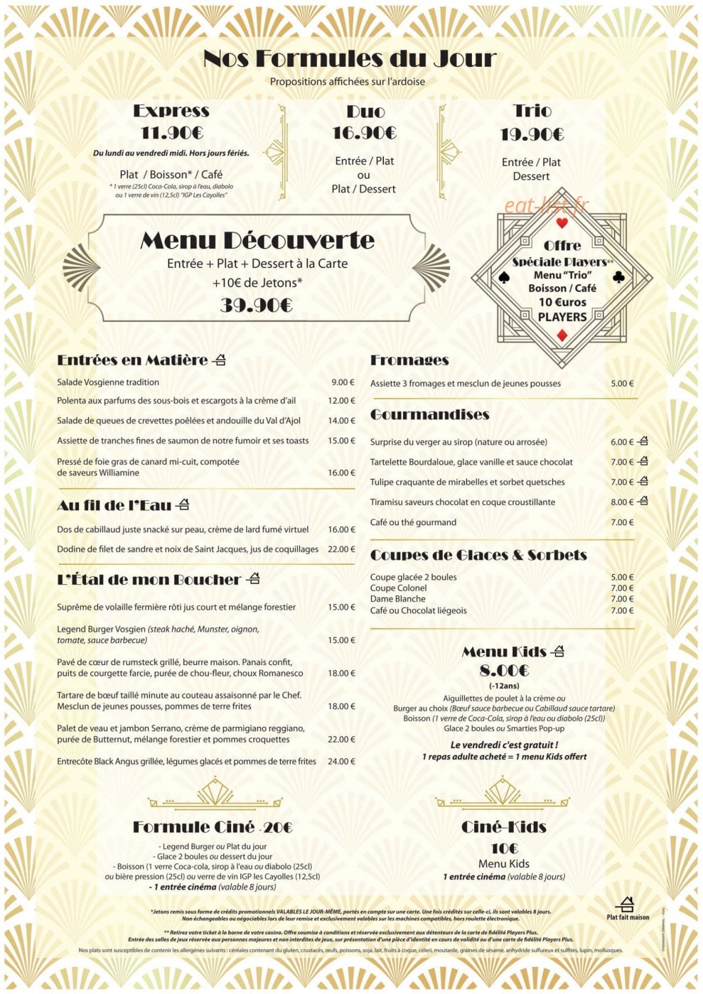 Restaurant Casino de Contrexeville — carte page 2