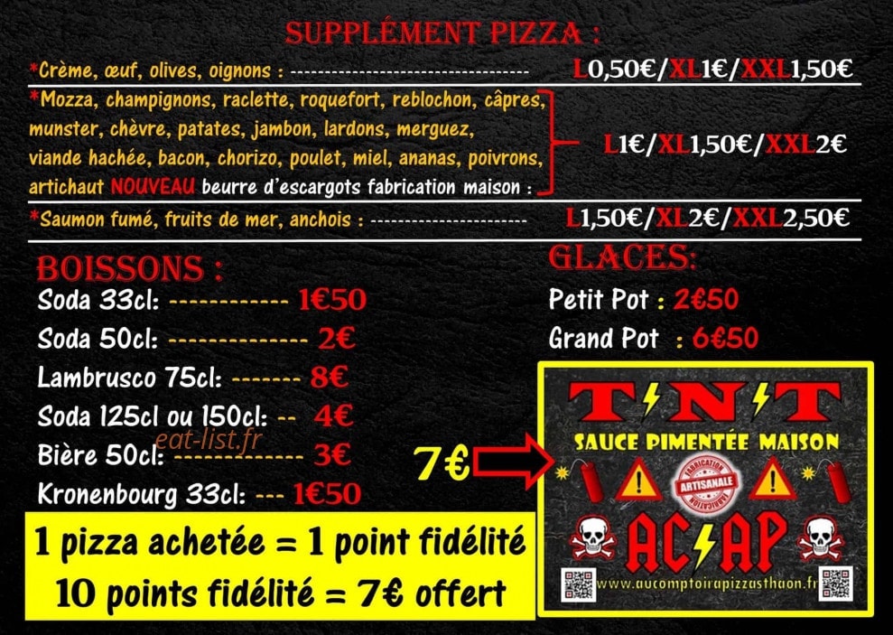 Au Comptoir à Pizzas — carte page 3