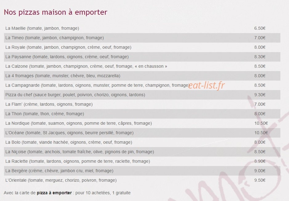 La Bergamote — carte page 1