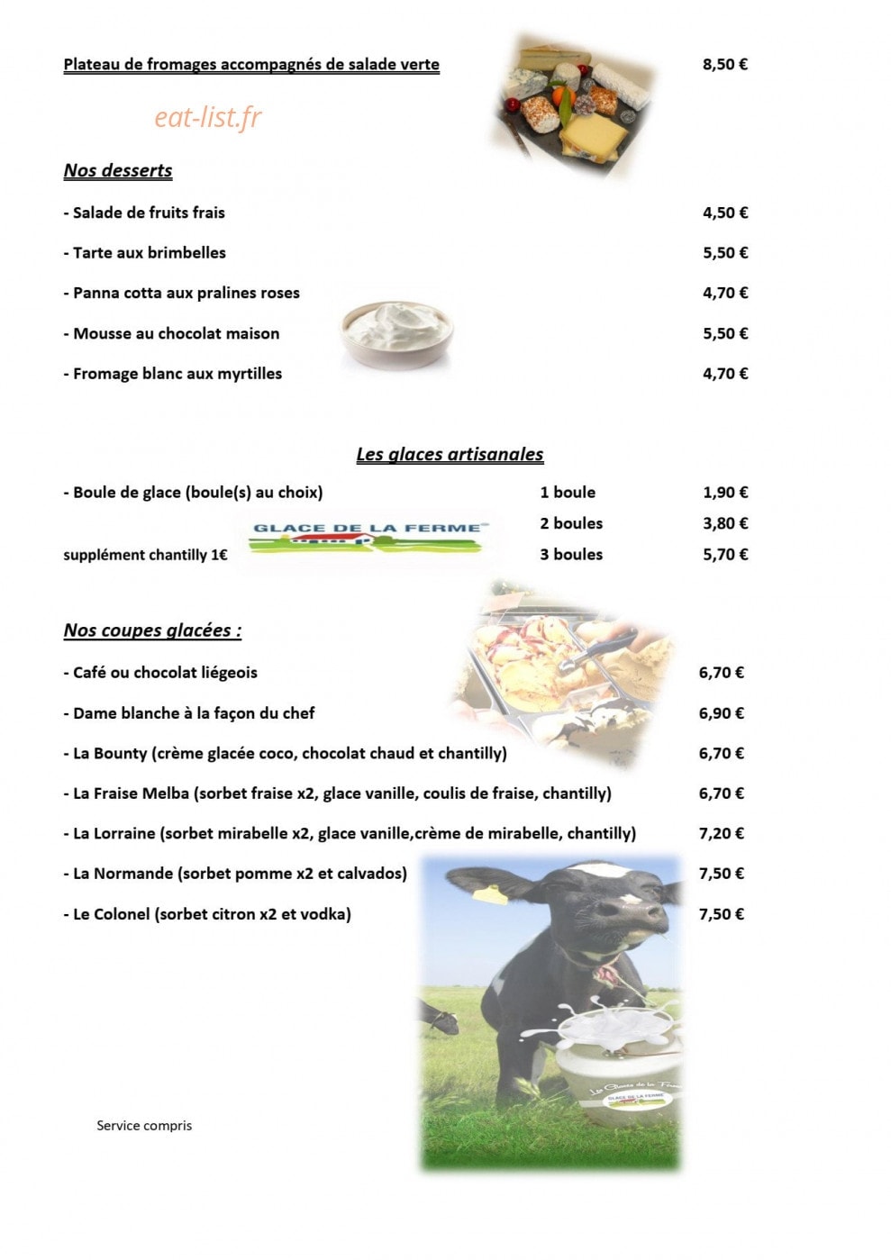 Auberge du Tilleul — carte page 2