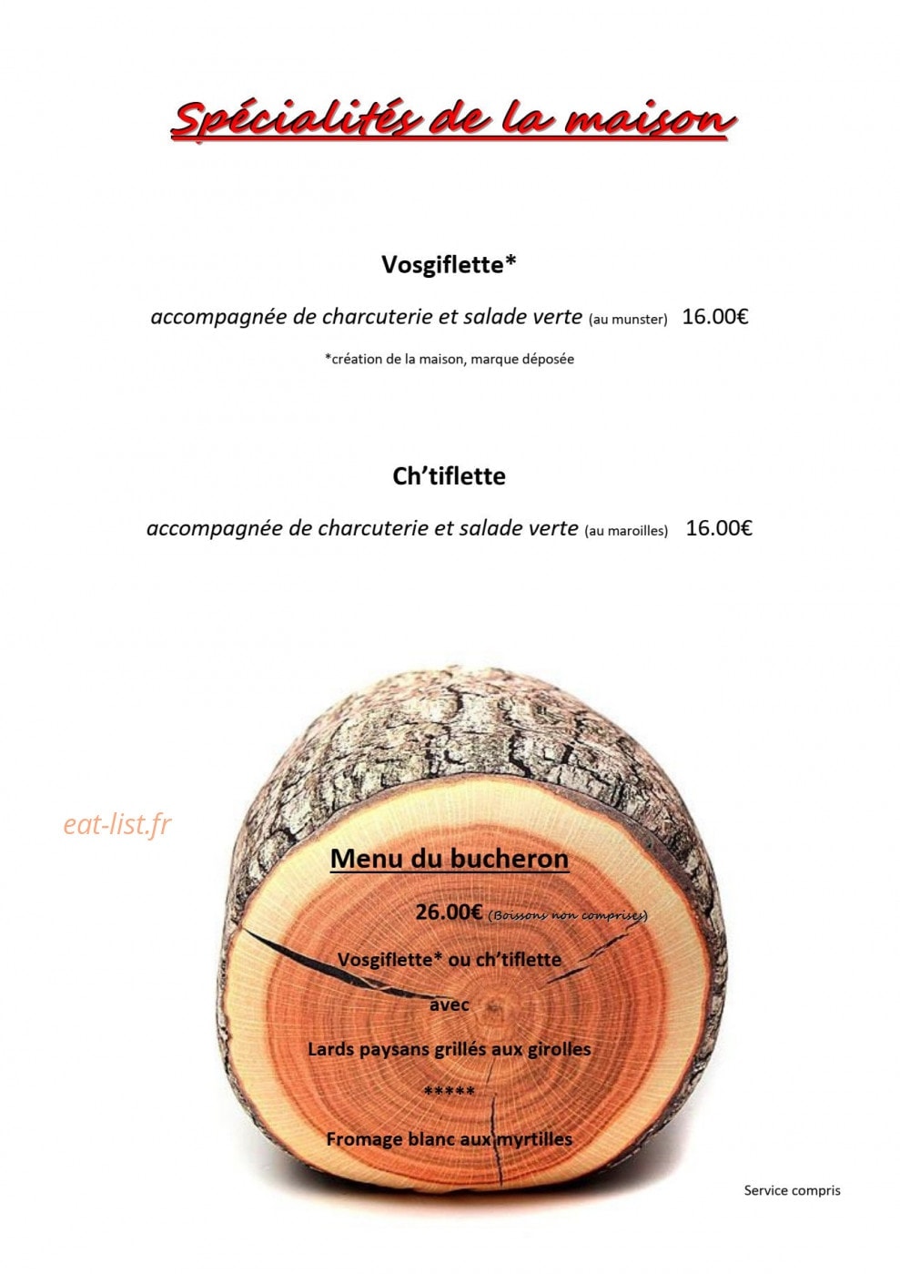 Auberge du Tilleul — carte page 3