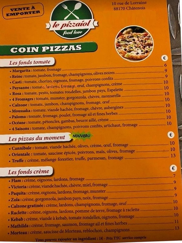 Le pizzaiol — carte page 2