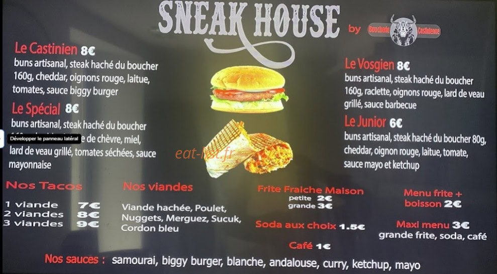 Sneak House — carte page 1