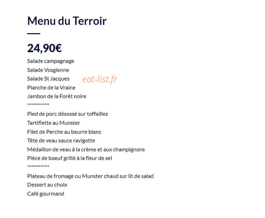 Carte et menu de Hôtel la Vraine à Gironcourt sur Vraine — Le menu