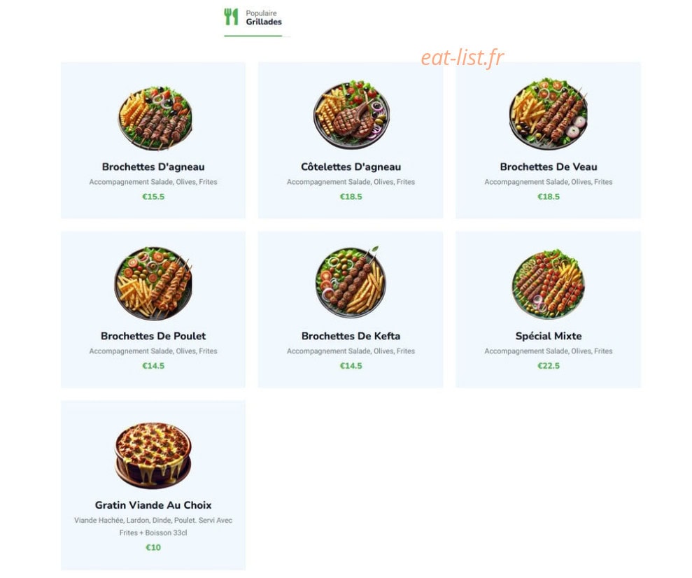 Marmara Grill — carte page 1