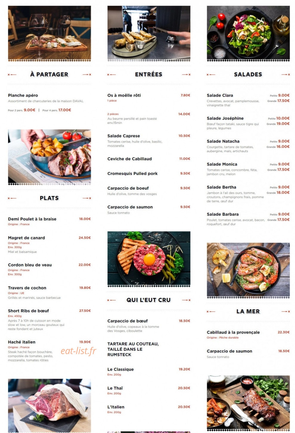 Côte & Braise — carte page 2