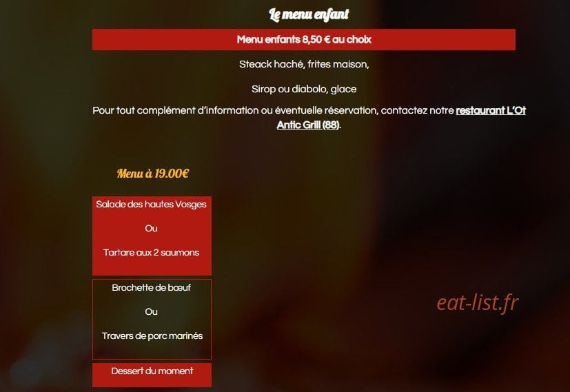 L'Ot Antic Grill — carte page 1