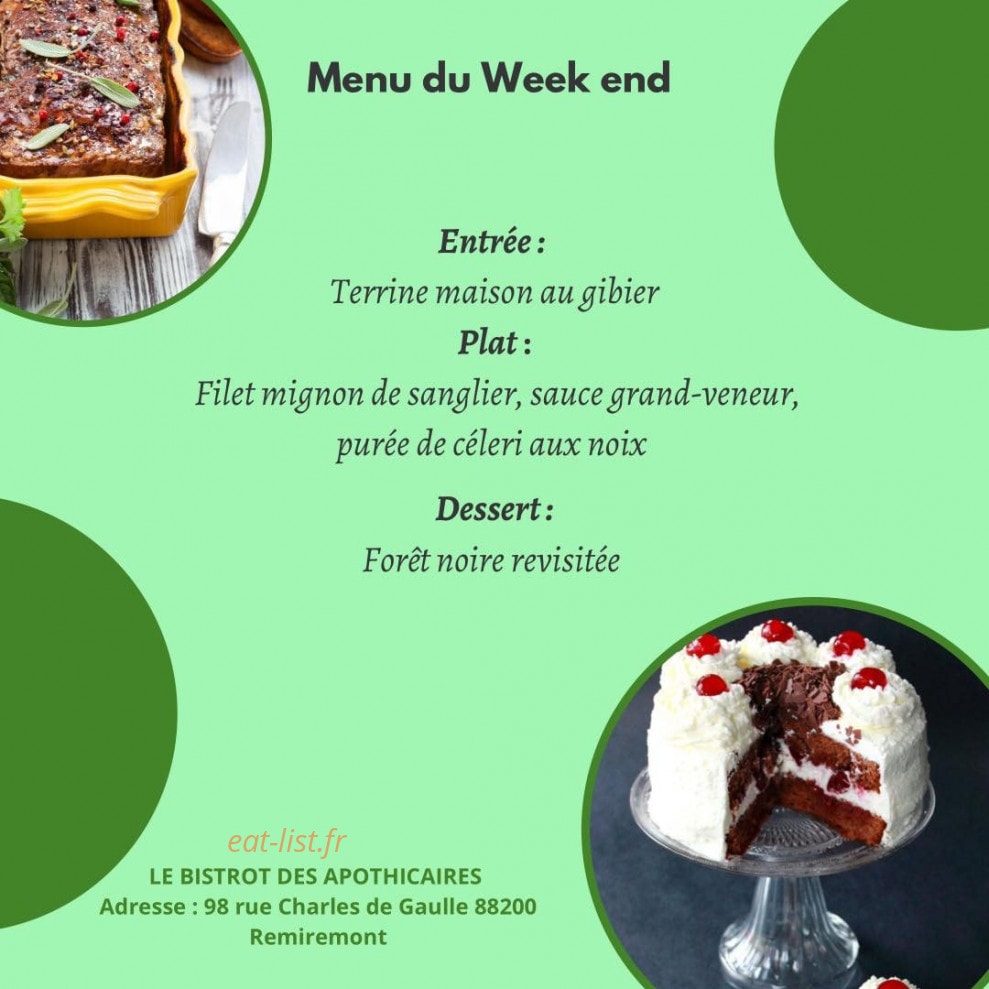 Le Bistrot des Apothicaires — carte page 1