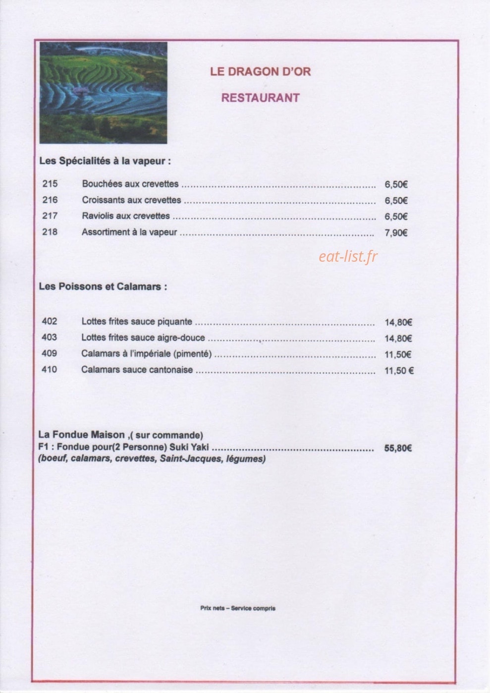 Le Dragon D'or — carte page 4