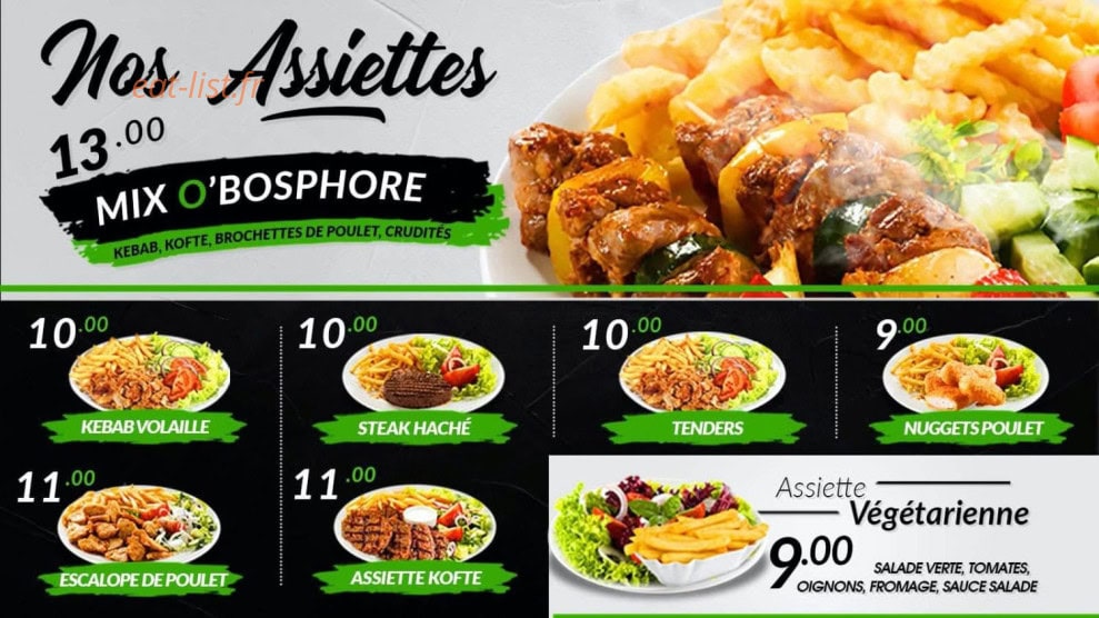 O'bosphore kebab — carte page 1