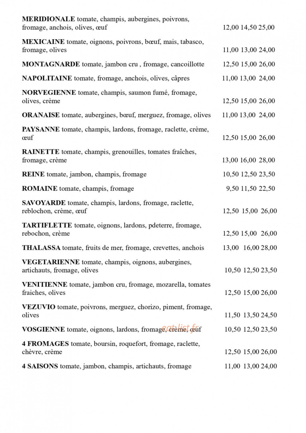 Stop Pizza — carte page 2