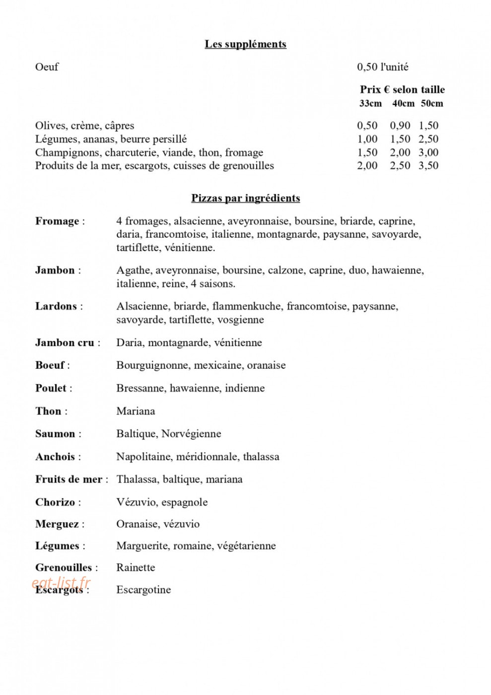 Stop Pizza — carte page 3