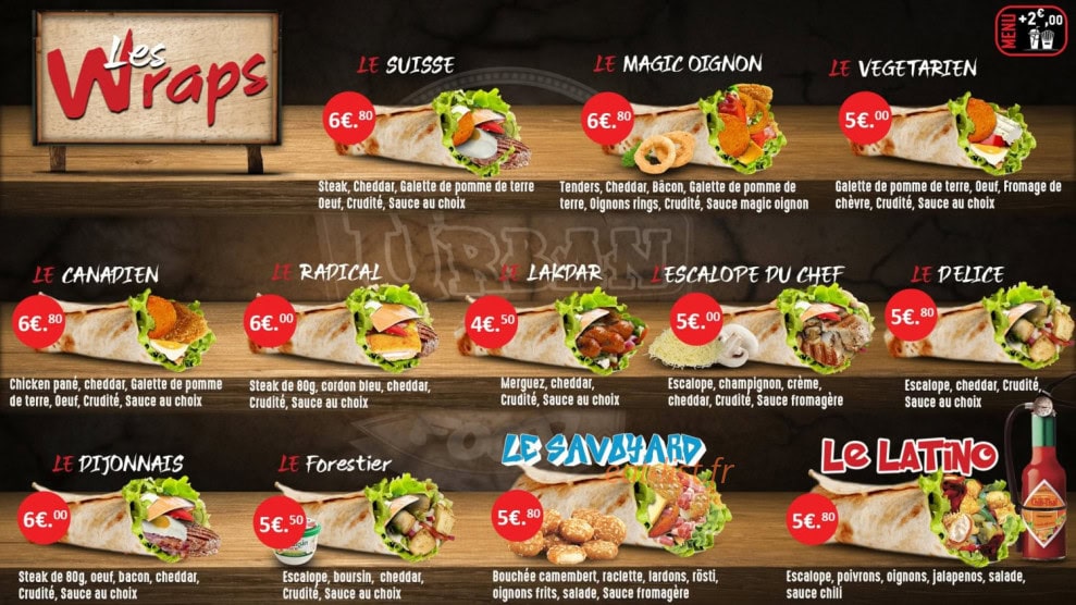 Urban Food — carte page 1