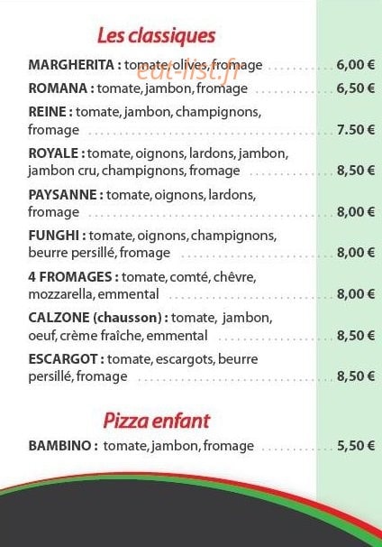 Casa Pizza — carte page 1