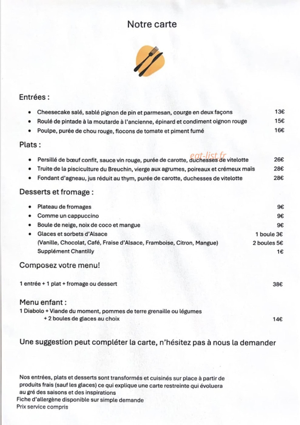 Le Quai des Saveurs — carte page 1