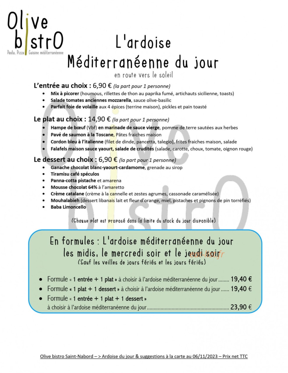 Olive bistrO — carte page 7