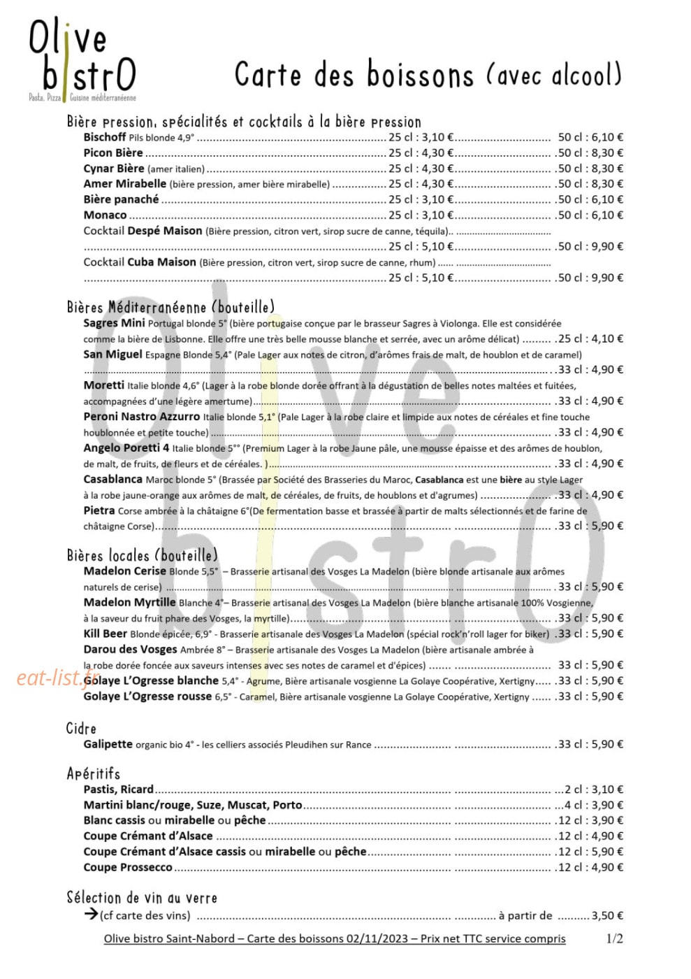 Olive bistrO — carte page 3
