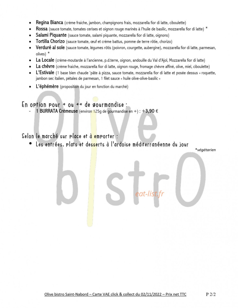 Olive bistrO — carte page 6