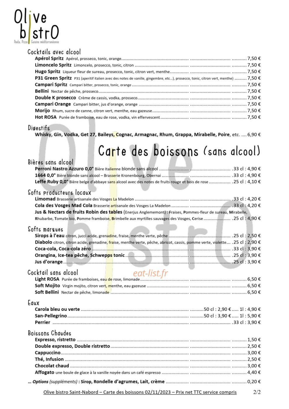 Olive bistrO — carte page 4
