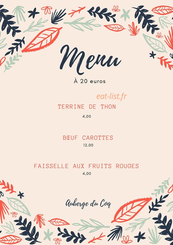 Auberge du coq — carte page 2