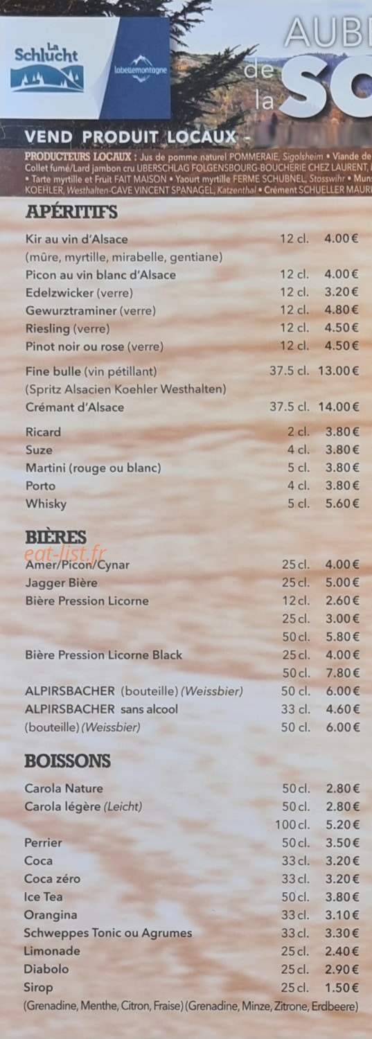 Brasserie De La Schlucht — carte page 2