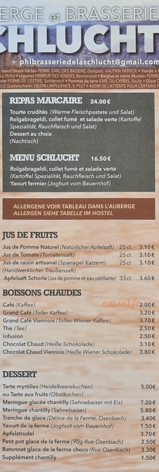 Brasserie De La Schlucht — carte page 3