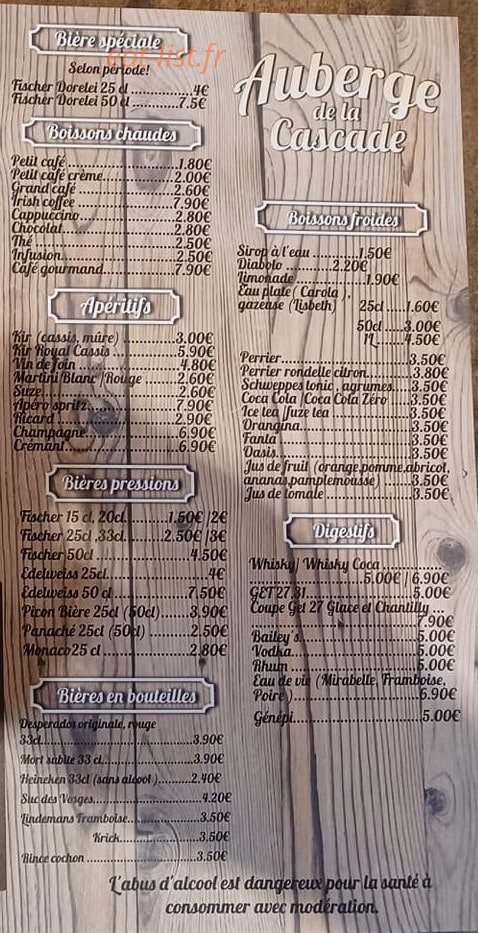 Auberge de la Cascade — carte page 2