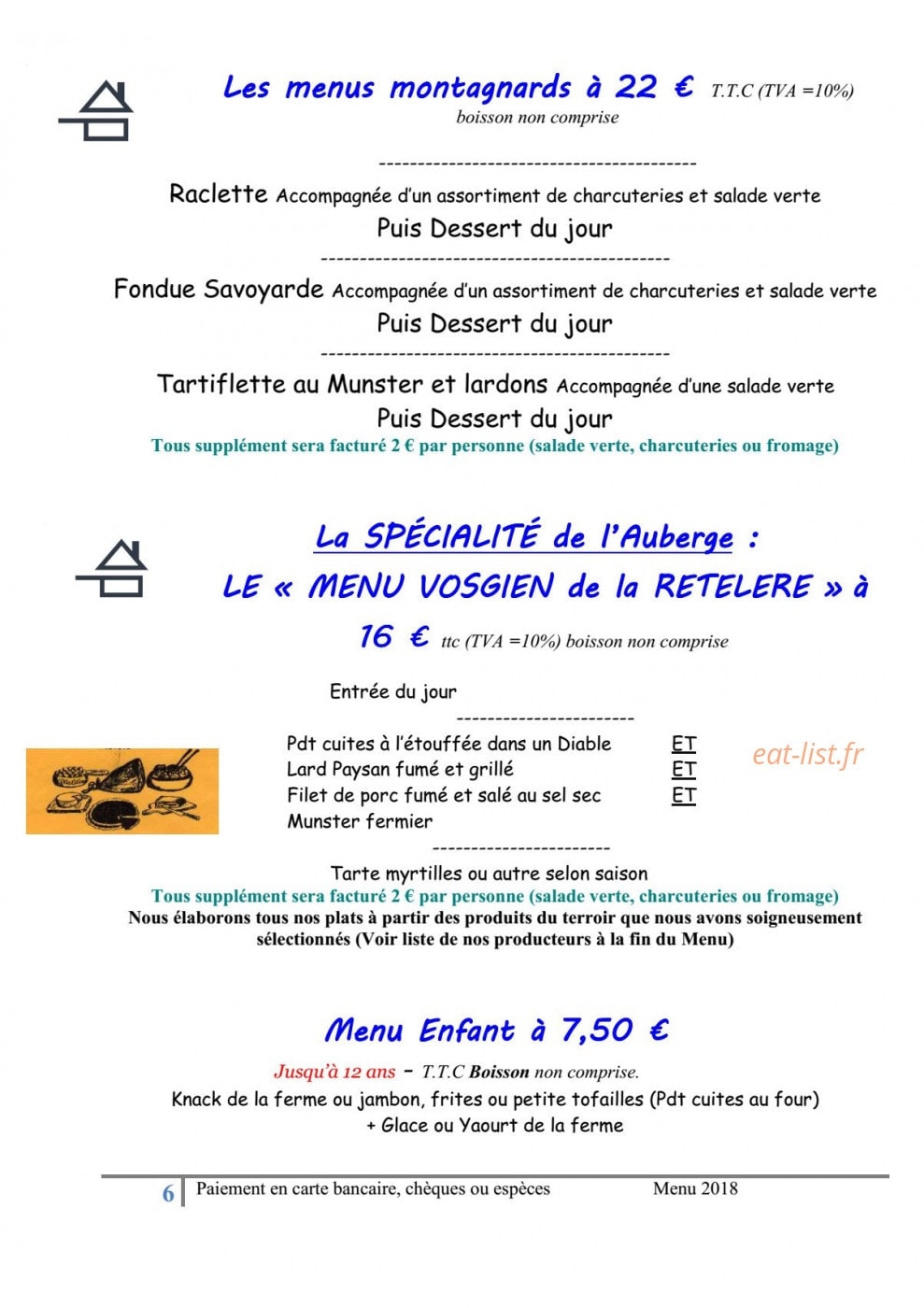 Auberge de la Rételère — carte page 4