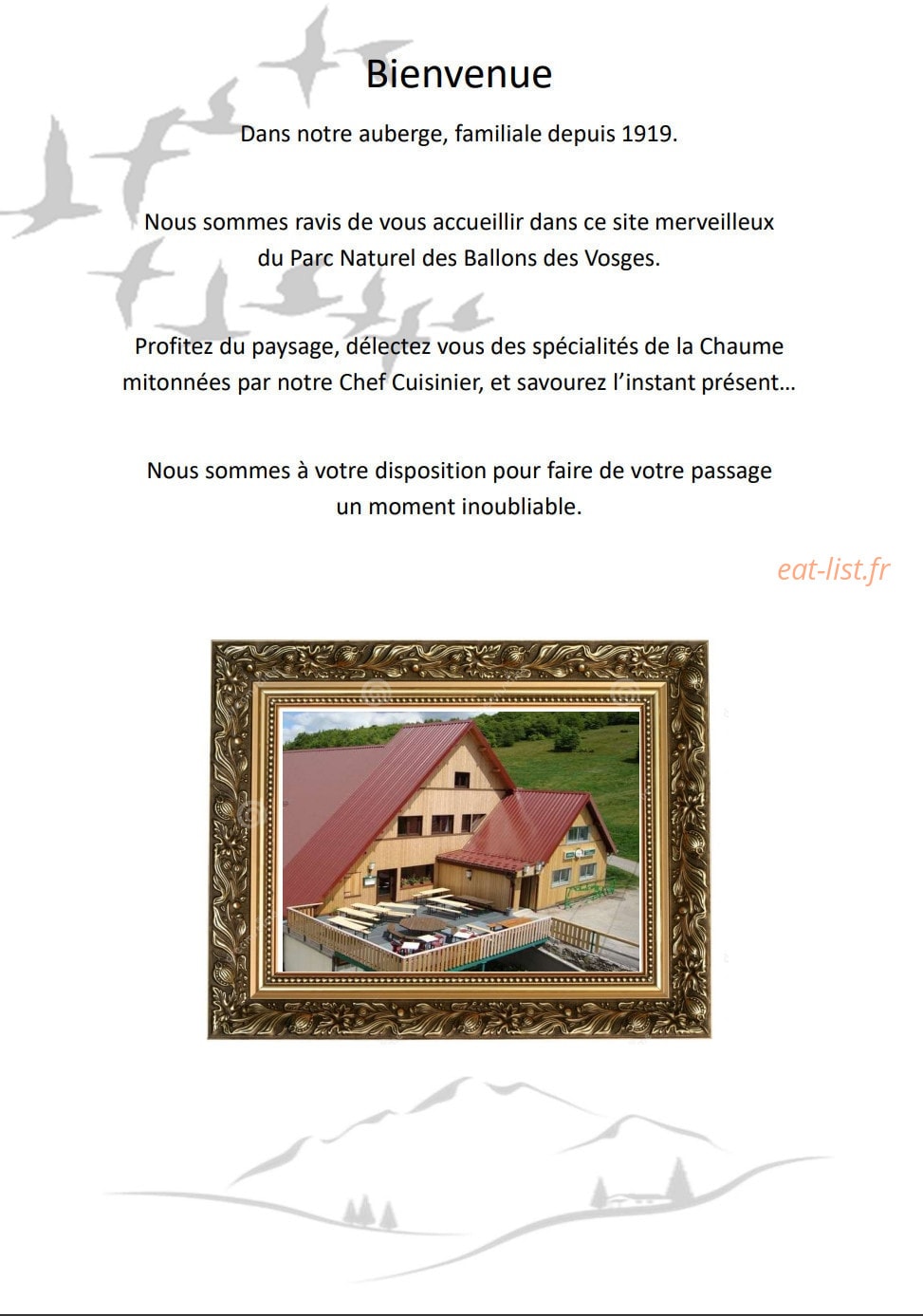 Auberge La Chaume de Schmargult — carte page 1