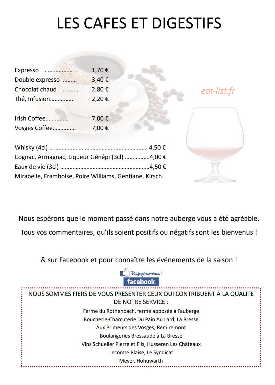 Auberge La Chaume de Schmargult — carte page 6