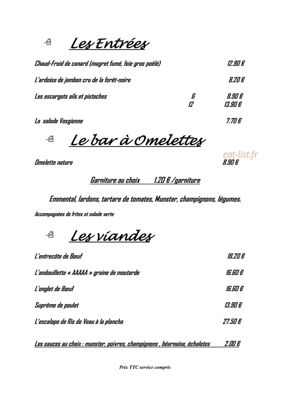 La P'tite Brasserie — carte page 2