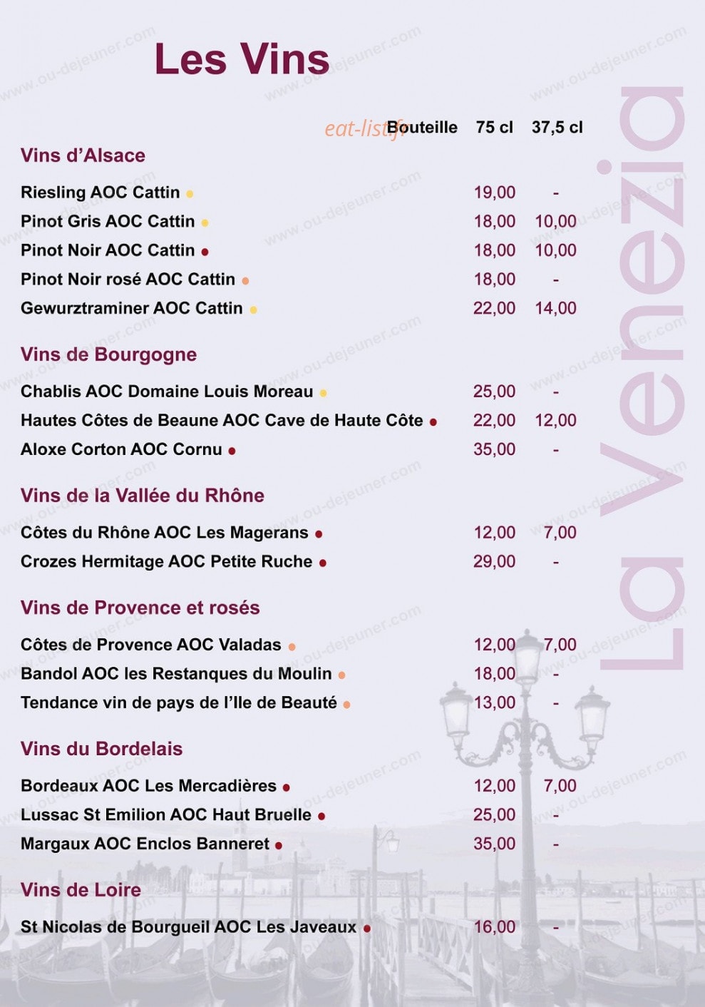 La Venezia — carte page 7