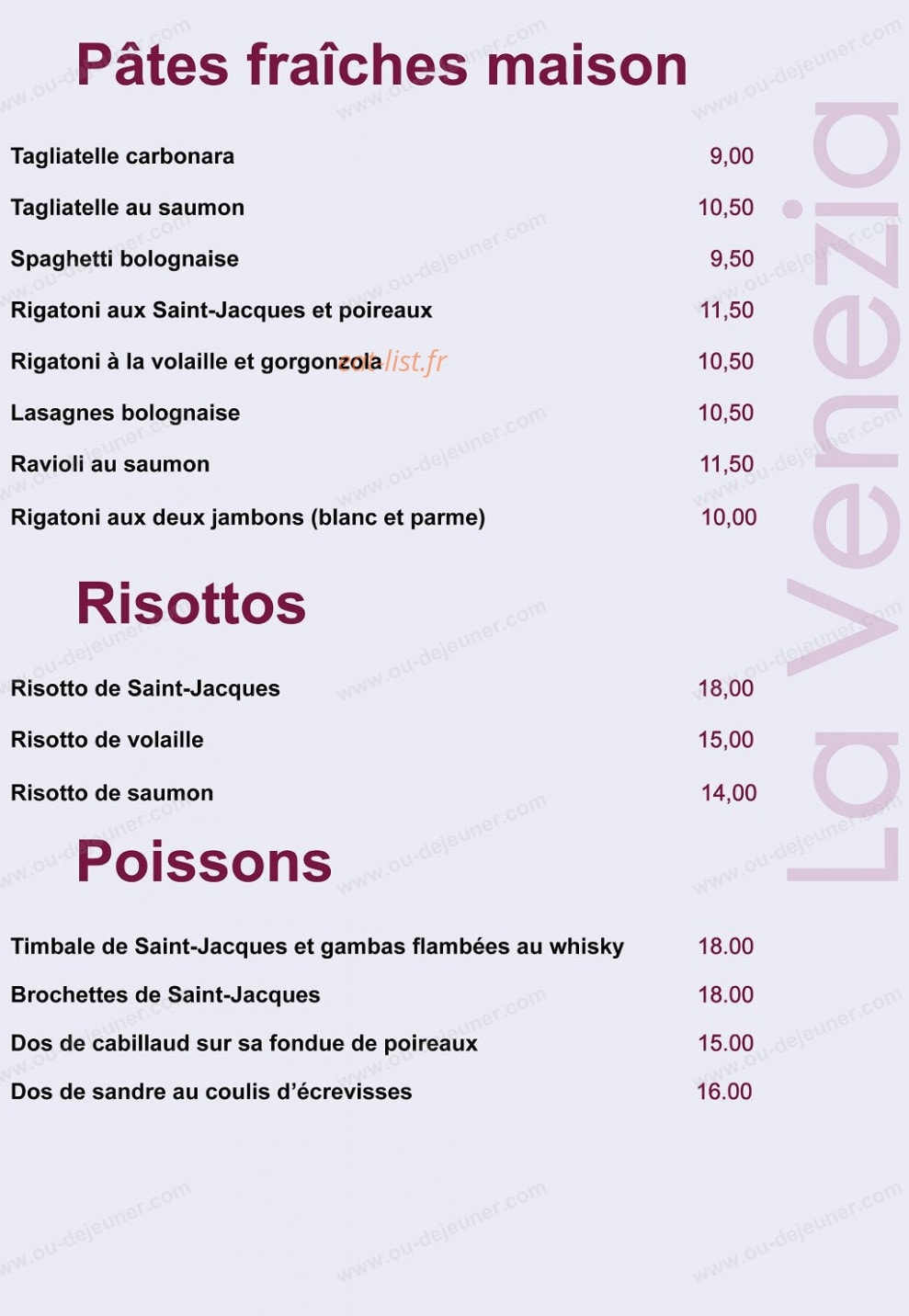 La Venezia — carte page 3