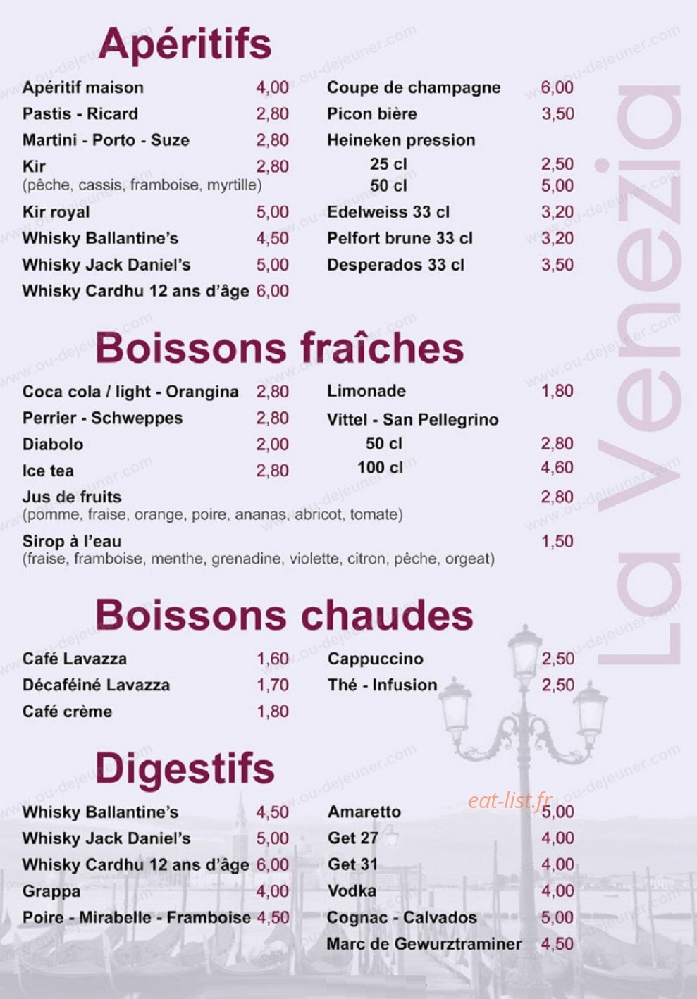 La Venezia — carte page 6