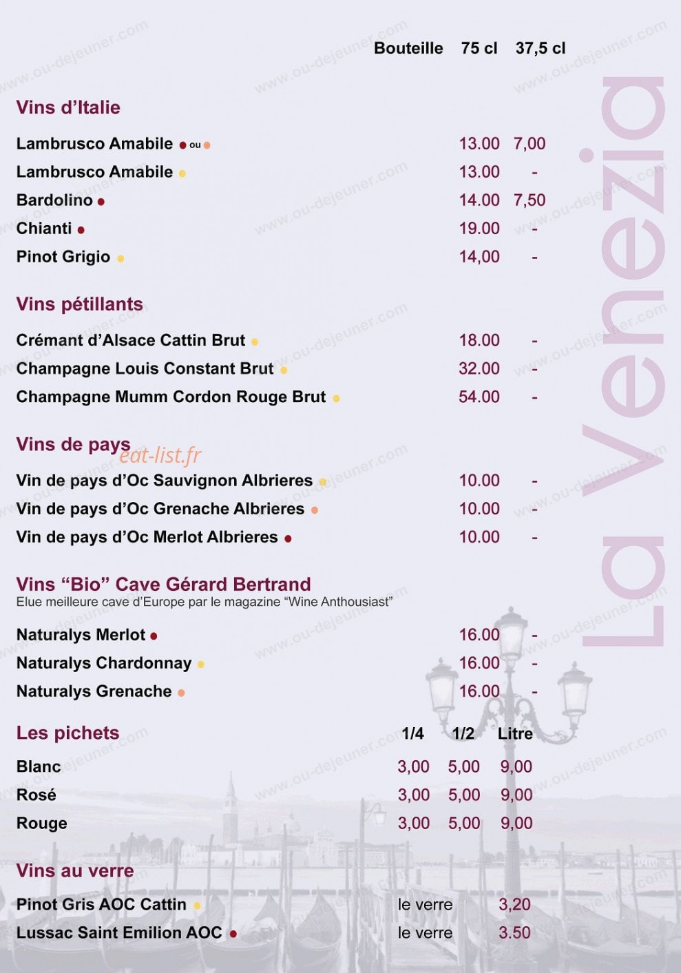 La Venezia — carte page 8