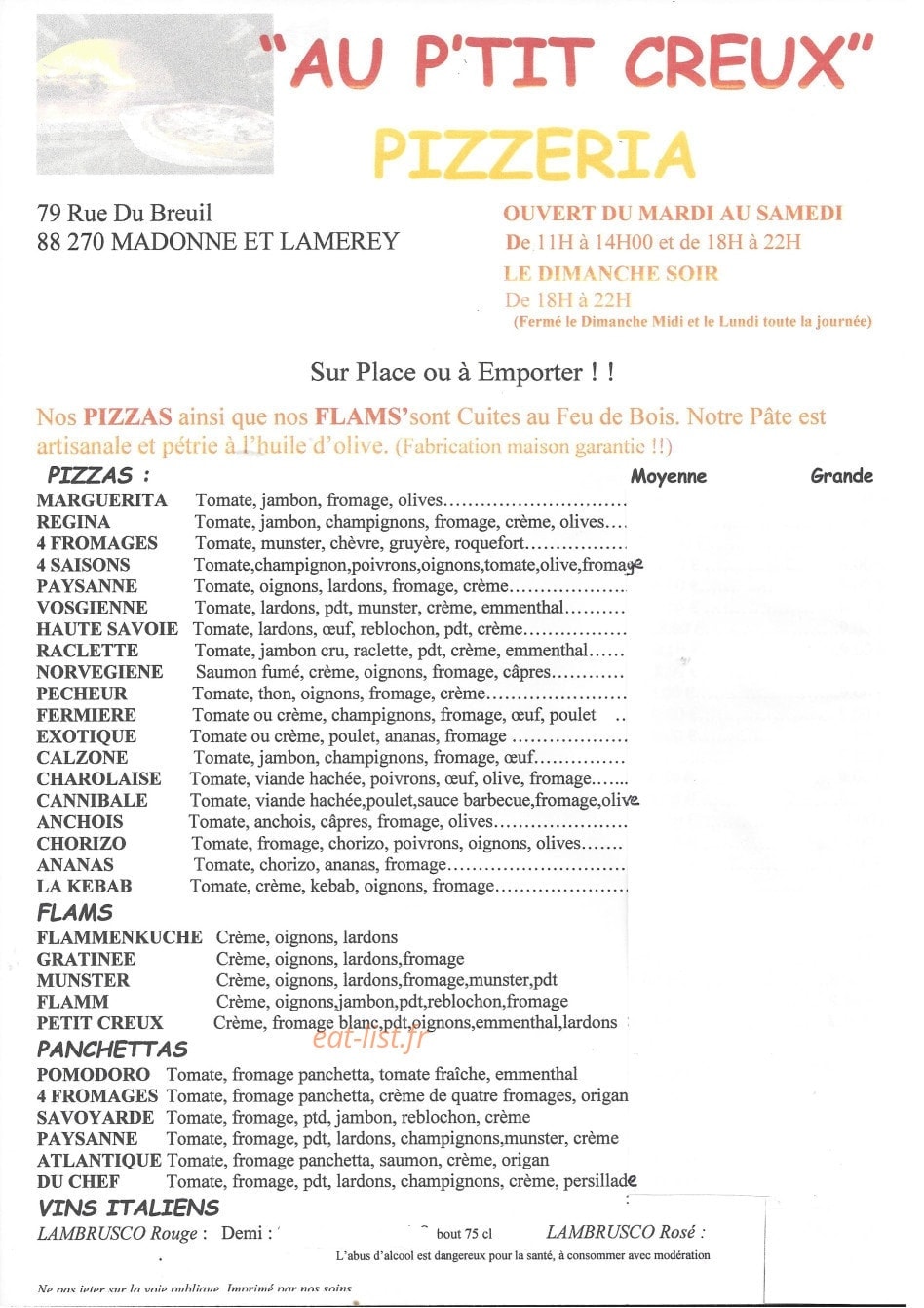 Au p'titcreux — carte page 1