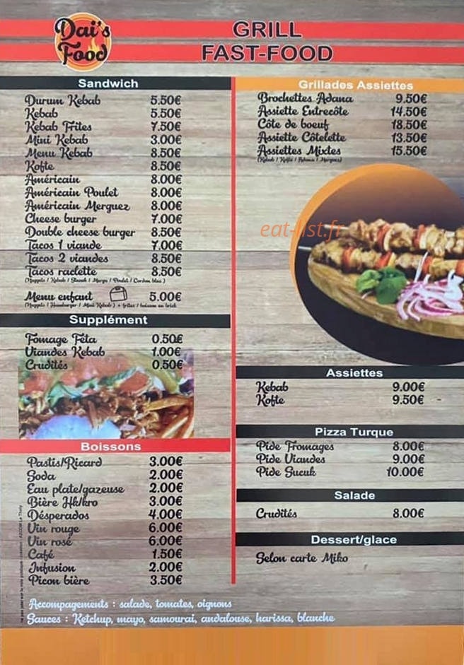 Dai’s Food — carte page 2